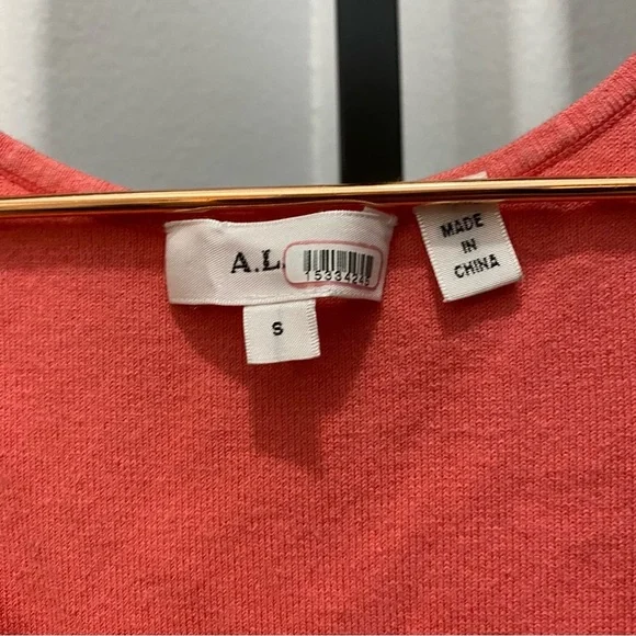 A.L.C. Guava Pink Coral Racerback Marc Rib Knit Midi Dress Size Small Stretch - Picture 4 of 9